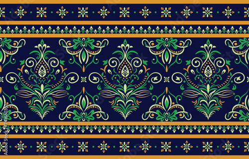 Ethnic Pattern. Ethnic India seamless pattern design oriental style. Damask India Motif.