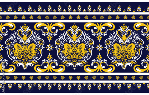 Ethnic Pattern. Ethnic India seamless pattern design oriental style. Damask India Motif.