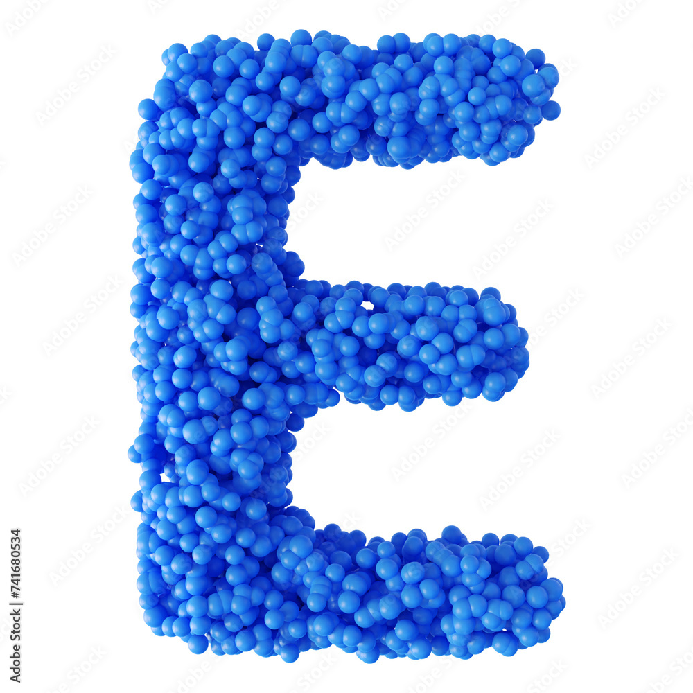 Ball letter E blue font 3d render Ball letter E blue font 3d render