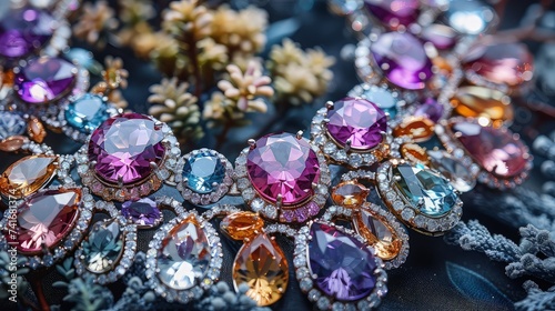 Exquisite Gemstone Arrangement. Crafting Elegance with Crystals