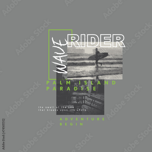 Wave Rider island paradise surfing typography summer beach ocean t shirt design