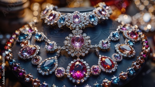 Opulent Gemstone Display. Luxurious Jewelry Presentation.