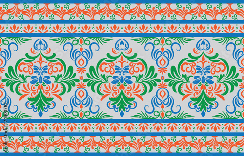Ethnic Pattern. Ethnic India seamless pattern design oriental style. Damask India Motif.