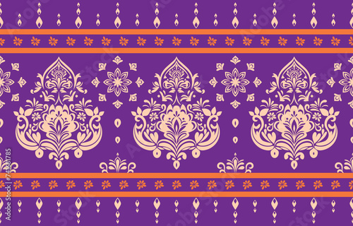 Ethnic Pattern. Ethnic India seamless pattern design oriental style. Damask India Motif.