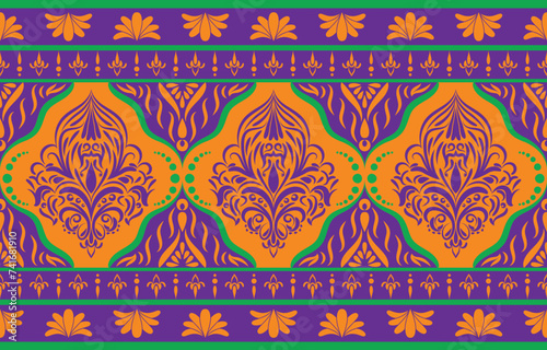 Ethnic Pattern. Ethnic India seamless pattern design oriental style. Damask India Motif.