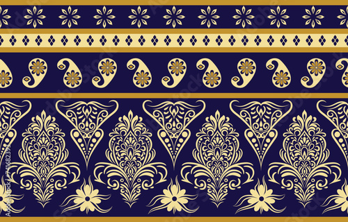 Ethnic Pattern. Ethnic India seamless pattern design oriental style. Damask India Motif.