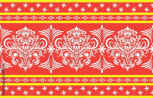 Ethnic Pattern. Ethnic India seamless pattern design oriental style. Damask India Motif.
