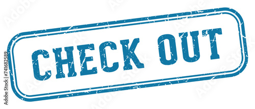check out stamp. check out rectangular stamp on white background