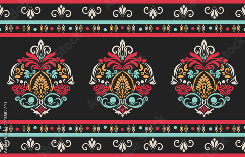 Ethnic Pattern. Ethnic India seamless pattern design oriental style. Damask India Motif.
