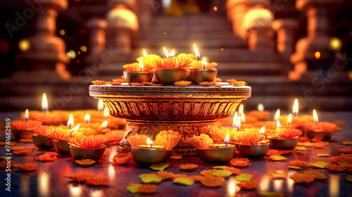 In the midst of colorful festivities, people joyfully celebrate Diwali photo