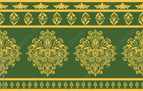 Ethnic Pattern. Ethnic India seamless pattern design oriental style. Damask India Motif.