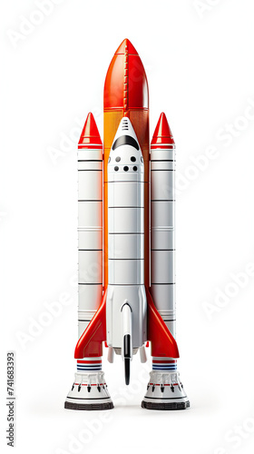 Space rocket ship ready to launch isolated on white background