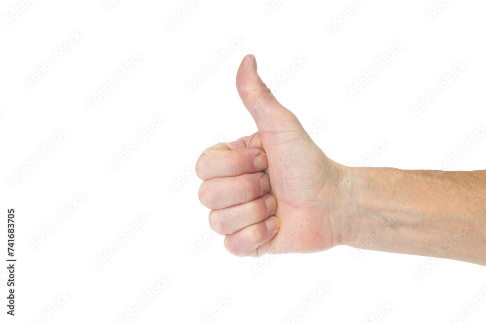 Hand thumb up gesture isolated on white background Hand thumb up gesture isolated on white background