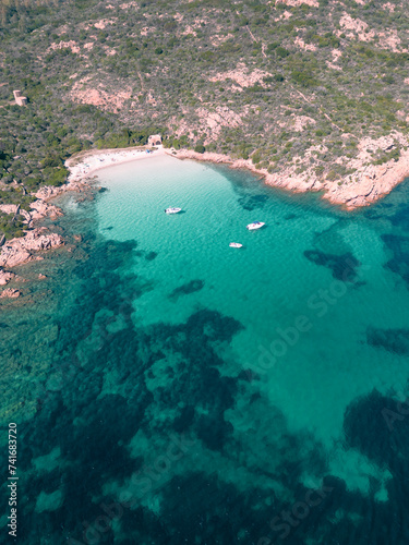 Aerial view of Spiaggia del dottore, Porto Istana, Sardinia, Italy. photo
