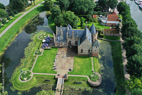 Drone photo of Radboud Castle in Medemblik, Netherlands.

