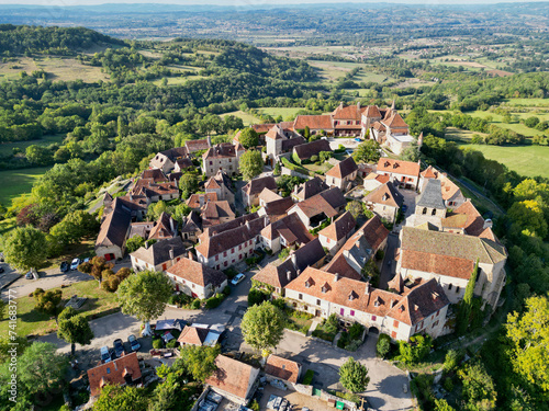 Aerial view of mediaeval village of Loubressac, France. photo