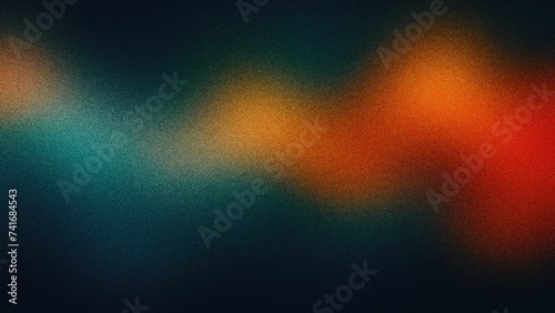Lively Dance Poster Design: Grainy Orange and Teal Rhythmic Flow Against Black Background photo
