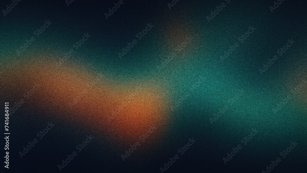 Abstract Rhythm: Grainy Orange and Teal Wave Against Black for Music Album Cover or Event Poster