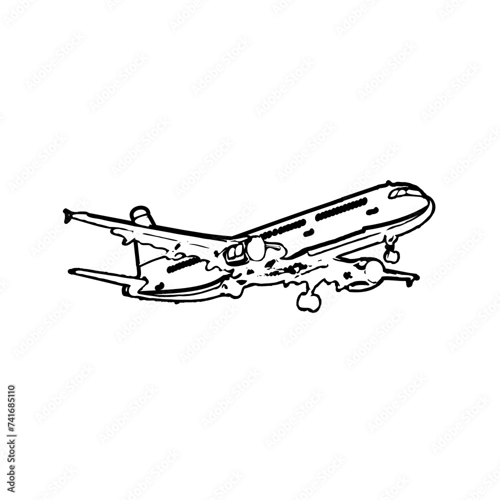Airplane sketch with transparent background Airplane sketch with transparent background