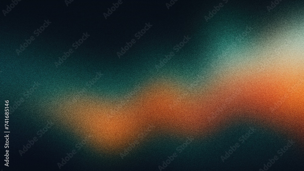 Vibrant Psychedelic Wave: Grainy Gradient Flow of Orange, Teal, and White on Black for Music Cover