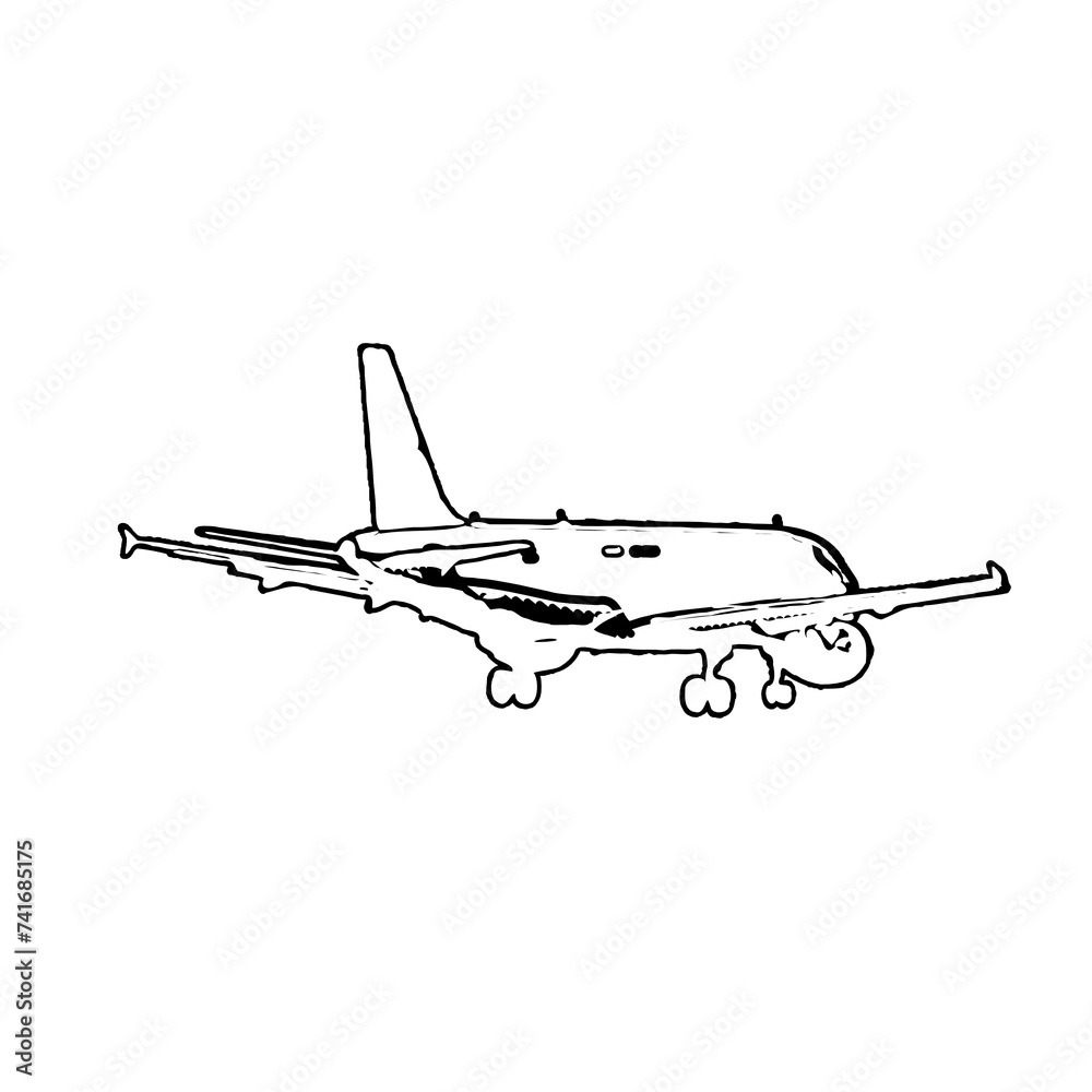 Airplane sketch with transparent background Airplane sketch with transparent background