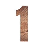 One numerical wooden symbol. Decorative illustration isolated on transparent background.