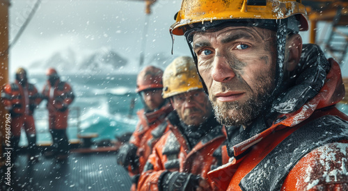 An oil worker in uniform an...