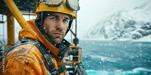 An oil worker in uniform an...