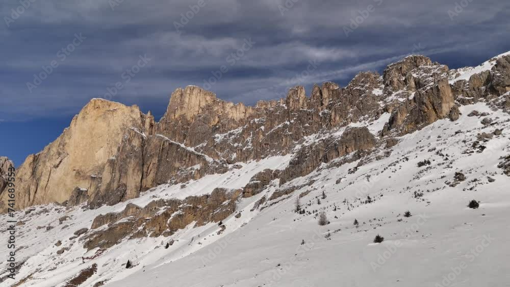 Dolomites in winter. Snowy mountains and ski resort. Dolomites in winter. Snowy mountains and ski resort.