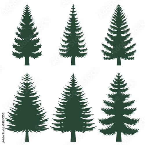 Pine tree silhouette set collection