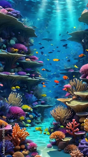 coral reef and fish photo