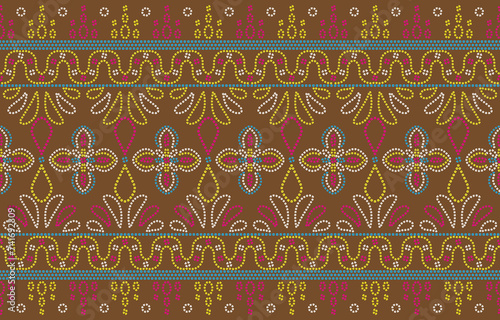 Ethnic Pattern. Ethnic India Bhandhani seamless pattern for embroidery, textile decoration and tile design.
