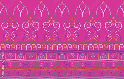 Ethnic Pattern. Ethnic India Bhandhani seamless pattern for embroidery, textile decoration and tile design.