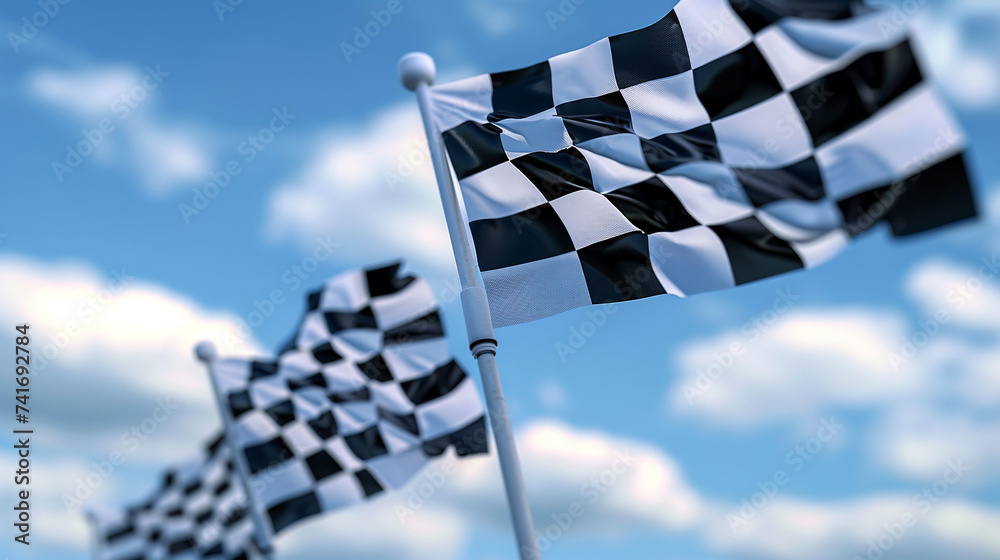 Checkered flag background, top view