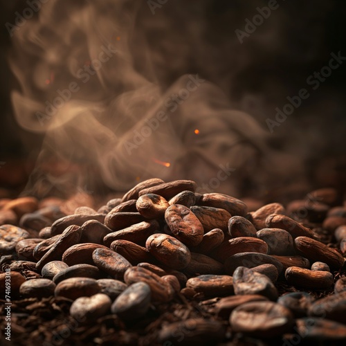Coffee beans or roasted beans or caffeine.AI Generated.