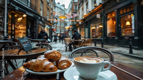 Photo of croissants with delicious coffee at a cafe elephant © chutikan