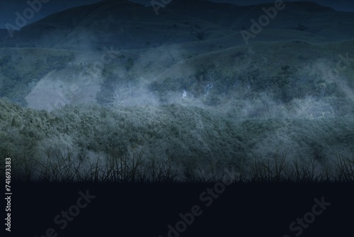 Field With Night Scene Background