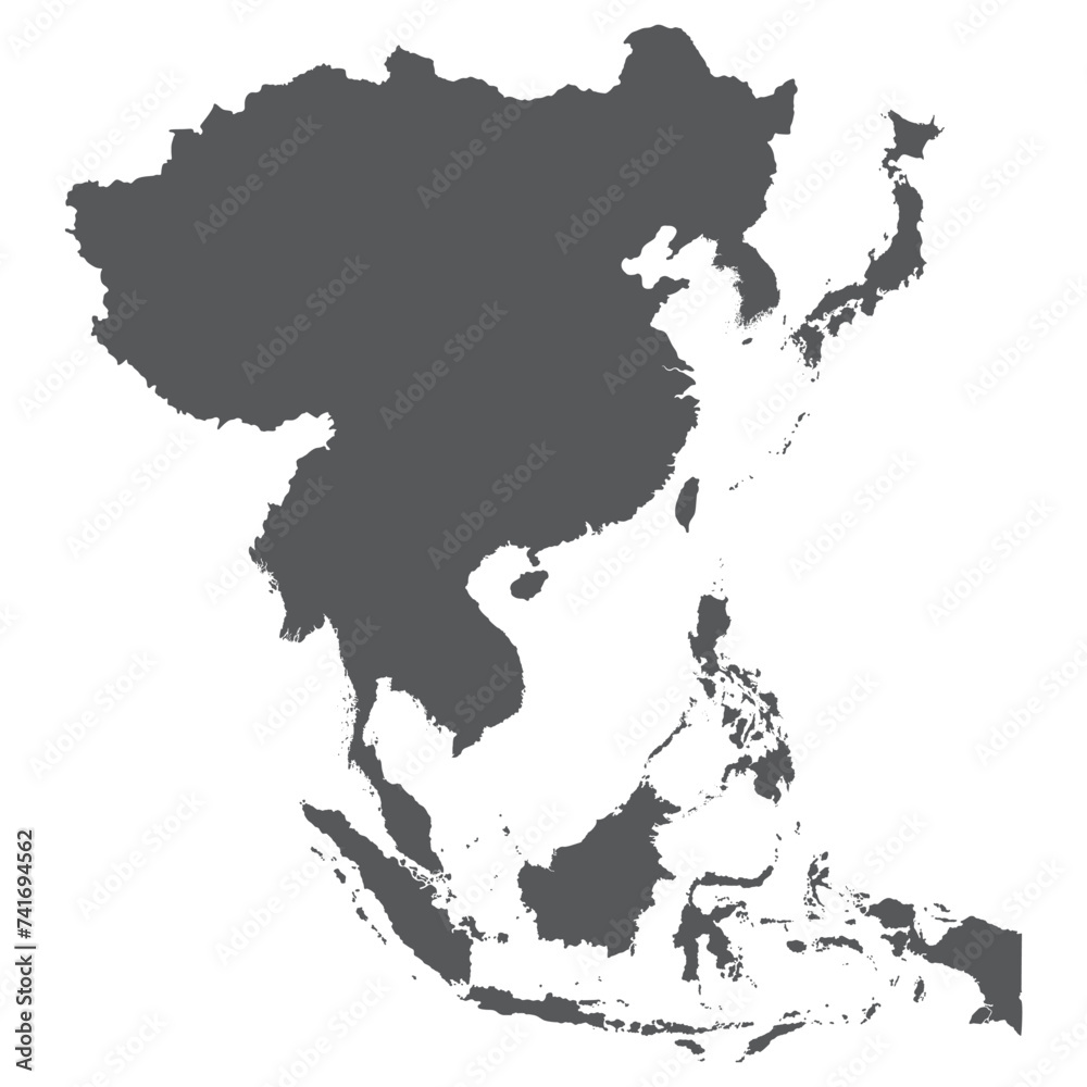 Obraz premium Asia country Map. Map of Asia in grey color.