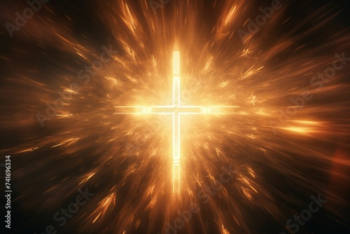 Abstract portrayal of the cross with ethereal. Generative ai
