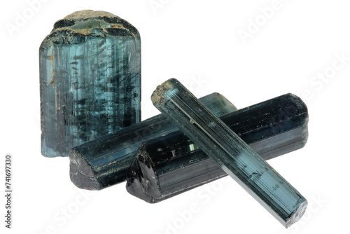 indigolites (blue tourmaline) from Afghanistan isolated on white background photo