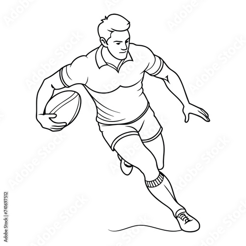  A rugby player Continuous line art drawing