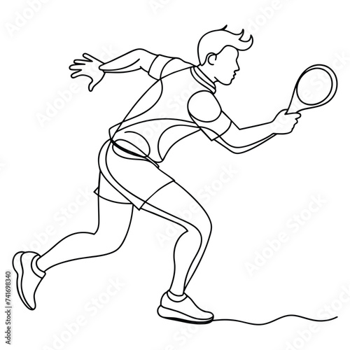  Ping pong player Continuous line art drawing