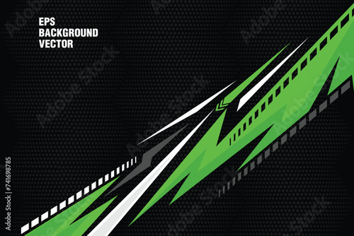 Car livery with geometric line shape, car wrap vector, Abstract line graphic design for wrapping vehicle EPS 10 in green color