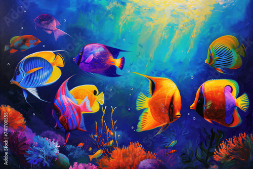 Underwater Serenity: Vibrant Marine Life in Coral Reef