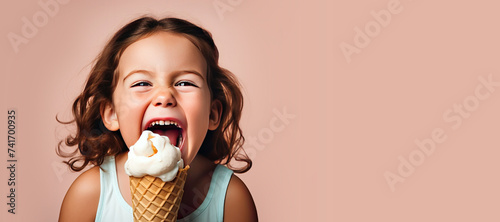 Cute Happy Girl Eating a La...