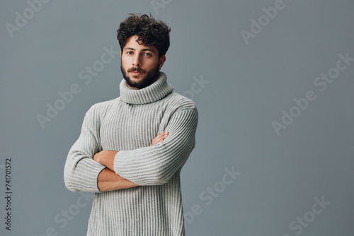 Man portrait casual attractive person confident isolated model handsome young expression adult background face male