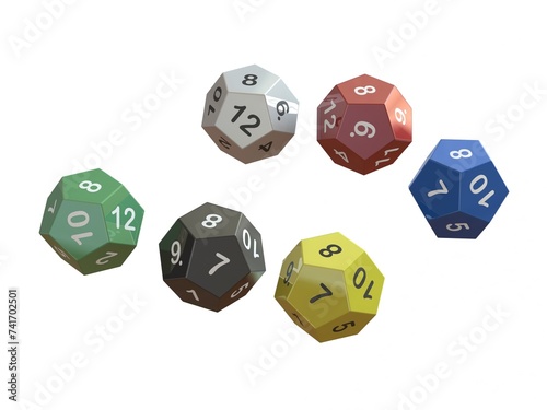 12 Sided Game Dice 6 Colors 3D print model