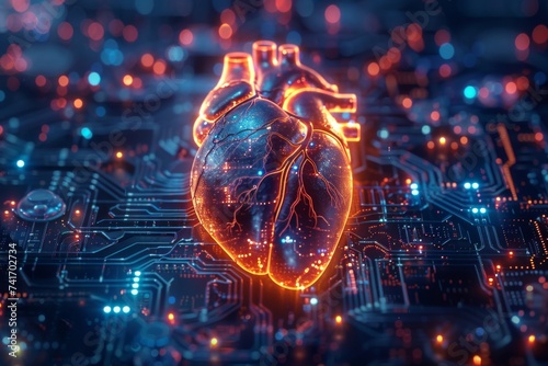 Futuristic electric pulse the heartbeat of a new era in technology photo