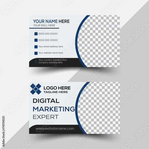 Business card design template, Clean professional business card template, visiting card, business card template Black And White.