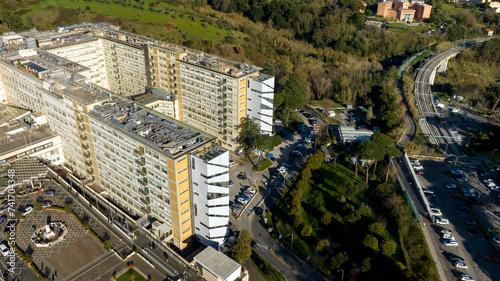 Aerial view of the Gemelli University Hospital located in Rome, Italy. It is a large general hospital and serves as the teaching hospital for the medical school of the Cattolica University. photo